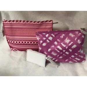 Clinique makeup bags cases 3 pcs spring Pink With White ID Wallet